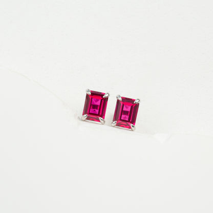 925 Sterling Silver Lab Ruby Earrings, Minimalist Elegant for Women - Photo 6