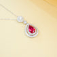 925 Sterling Silver Lab Ruby Necklace, Elegant Versatile Gift for Women - Photo 1