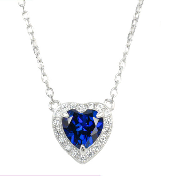 925 Sterling Silver Lab Sapphire Pave Choker Necklace, Premium for Women - Photo 1