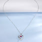 S925 Sterling Silver Lab Pigeon Blood Ruby Heart Pave Necklace, for Women - Photo 5