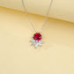 925 Sterling Silver Lab Ruby Flower Choker Necklace, Designer Versatile for Women - Photo 4