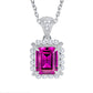 S925 Sterling Silver Lab Ruby Emerald-Cut Pendant Choker Necklace, Premium - Photo 1
