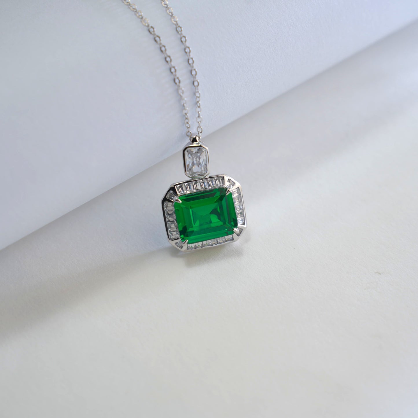 Tsavorite Necklace 925 Sterling Silver Square, Pendant - Photo 3