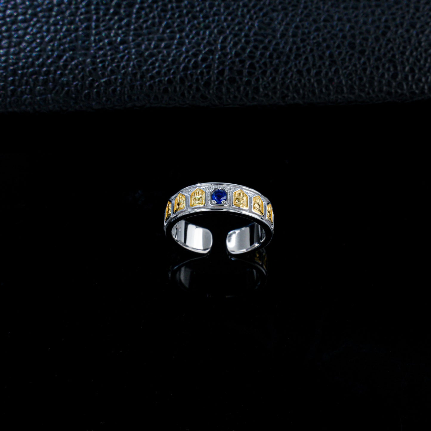 S925 Sterling Silver Lab Sapphire Open Ring, Vintage Versatile - Photo 4