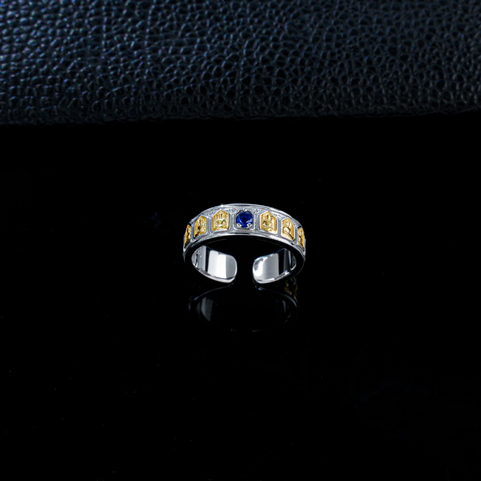 S925 Sterling Silver Lab Sapphire Open Ring, Vintage Versatile - Photo 4