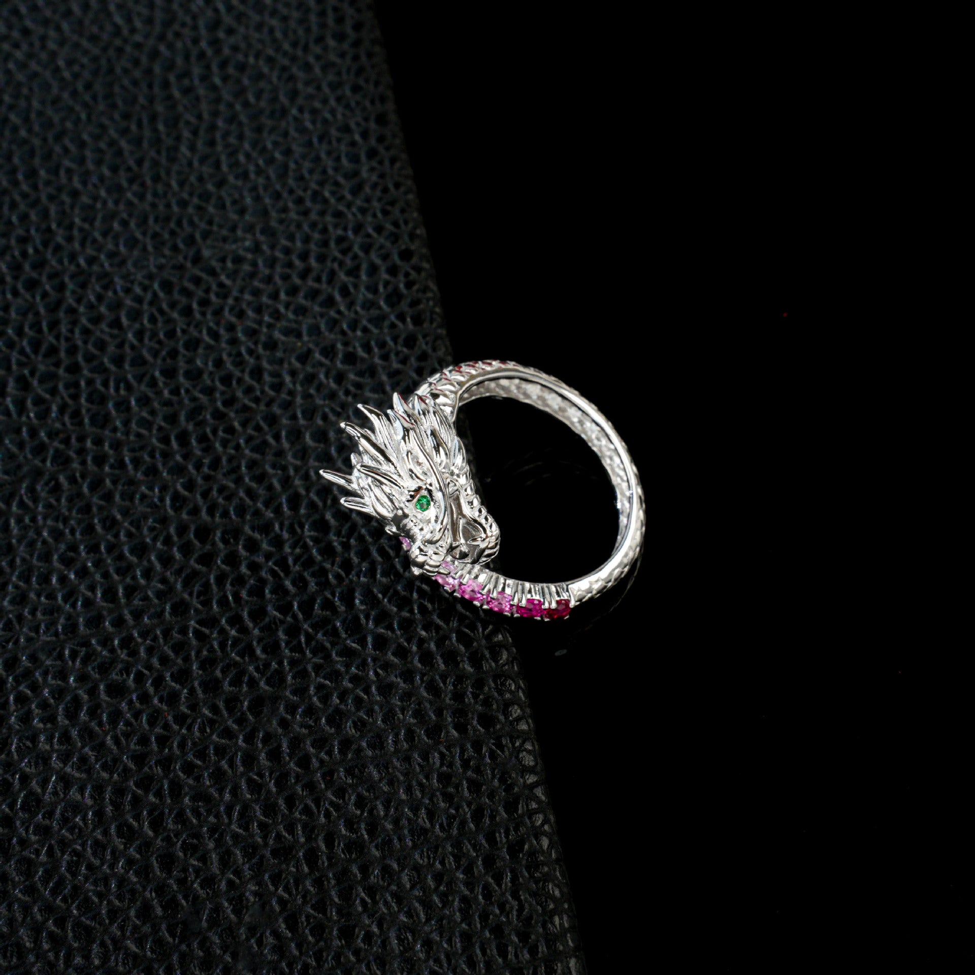 925 Sterling Silver Lab Padparadscha Dragon Head Ring, Chinese Style Premium for Women - Photo 3