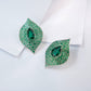 S925 Sterling Silver Teardrop Emerald Leaf Stud Earrings, Versatile Premium - Photo 2