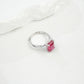 S925 Silver Lab Ruby Ring 4-Claw Double-Side Full Diamond, Anniversary Versatile Elegant - Photo 4