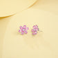 S925 Sterling Silver Lab Padparadscha Six-Petal Cherry Blossom Stud Earrings - Photo 4