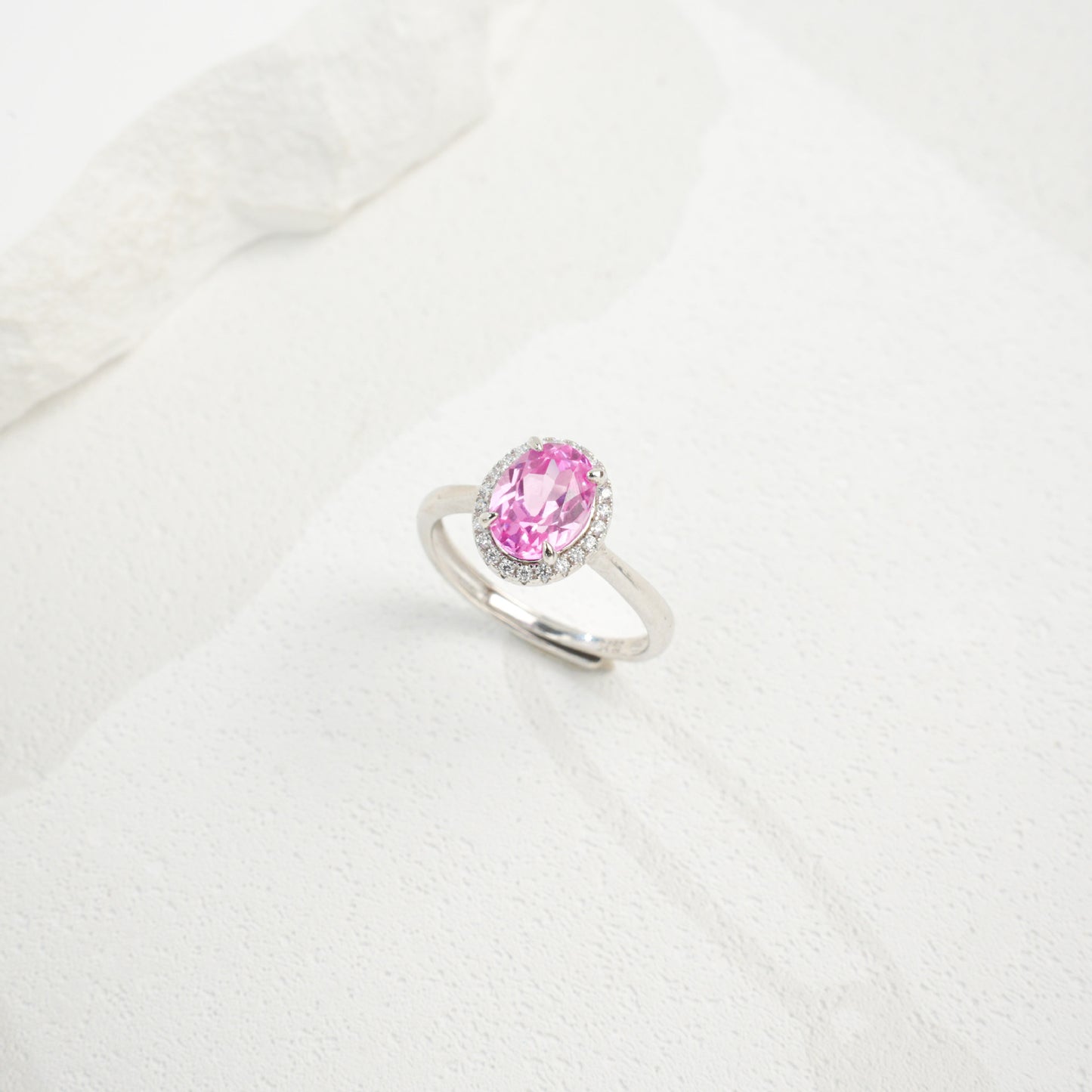 S925 Sterling Silver Lab Padparadscha Ring for Women, Versatile Designer - Photo 4