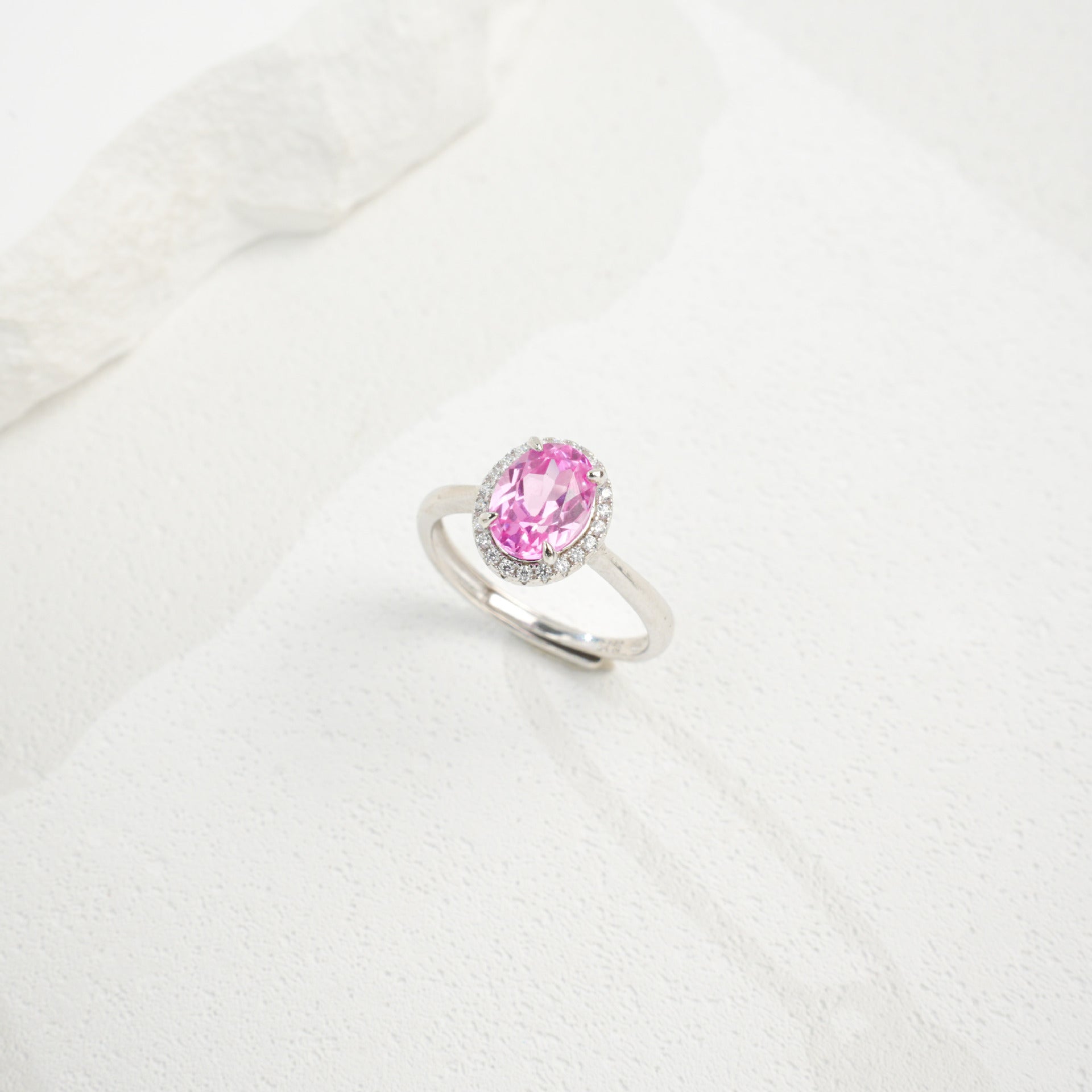 S925 Sterling Silver Lab Padparadscha Ring for Women, Versatile Designer - Photo 4