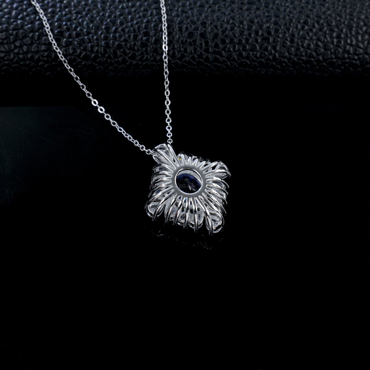 S925 Sterling Silver Lab Sapphire Necklace for Women, Minimalist Versatile Premium - Photo 4
