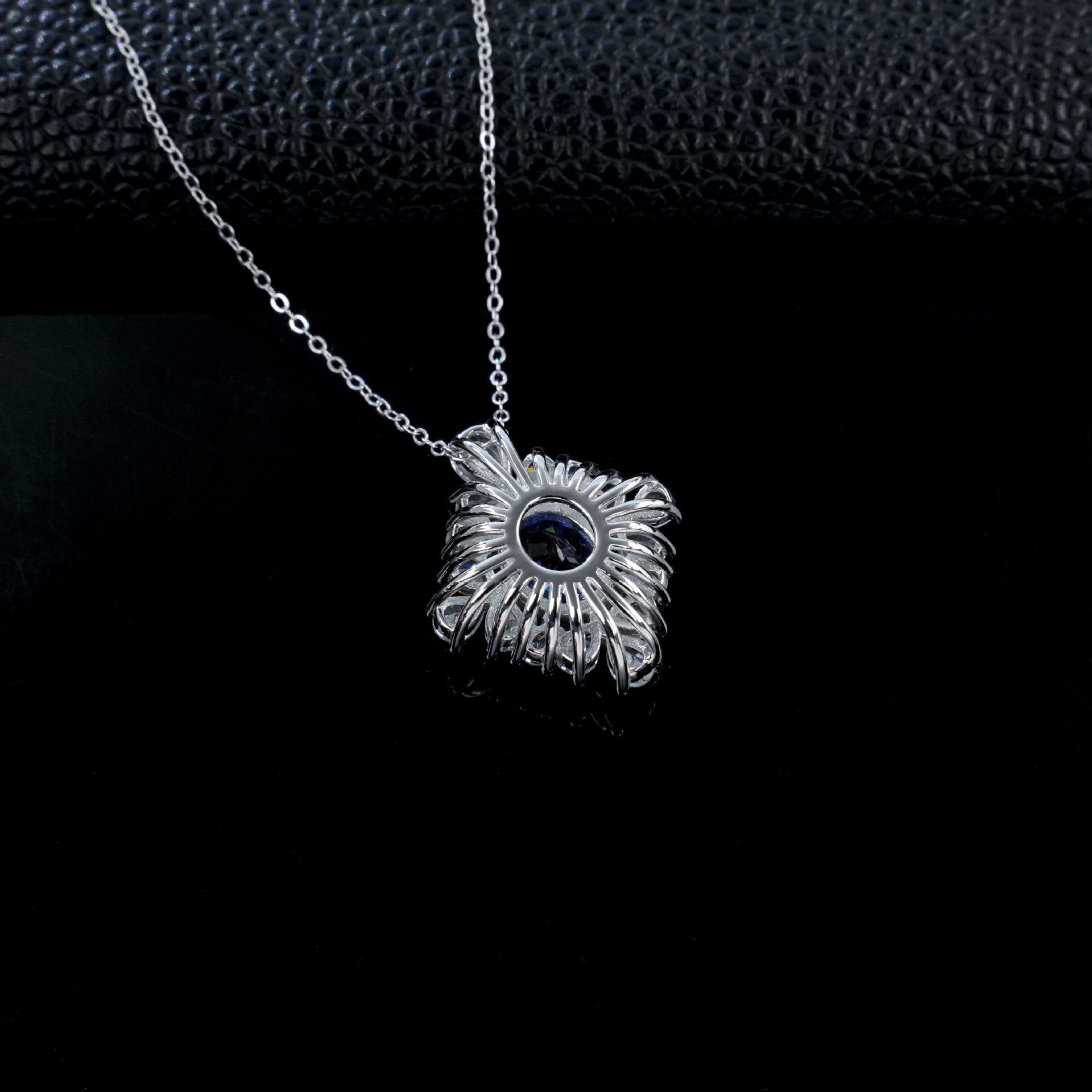 S925 Sterling Silver Lab Sapphire Necklace for Women, Minimalist Versatile Premium - Photo 4