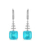 925 Silver Earrings Paraiba Square Rhinestone, Simple Premium - Photo 5