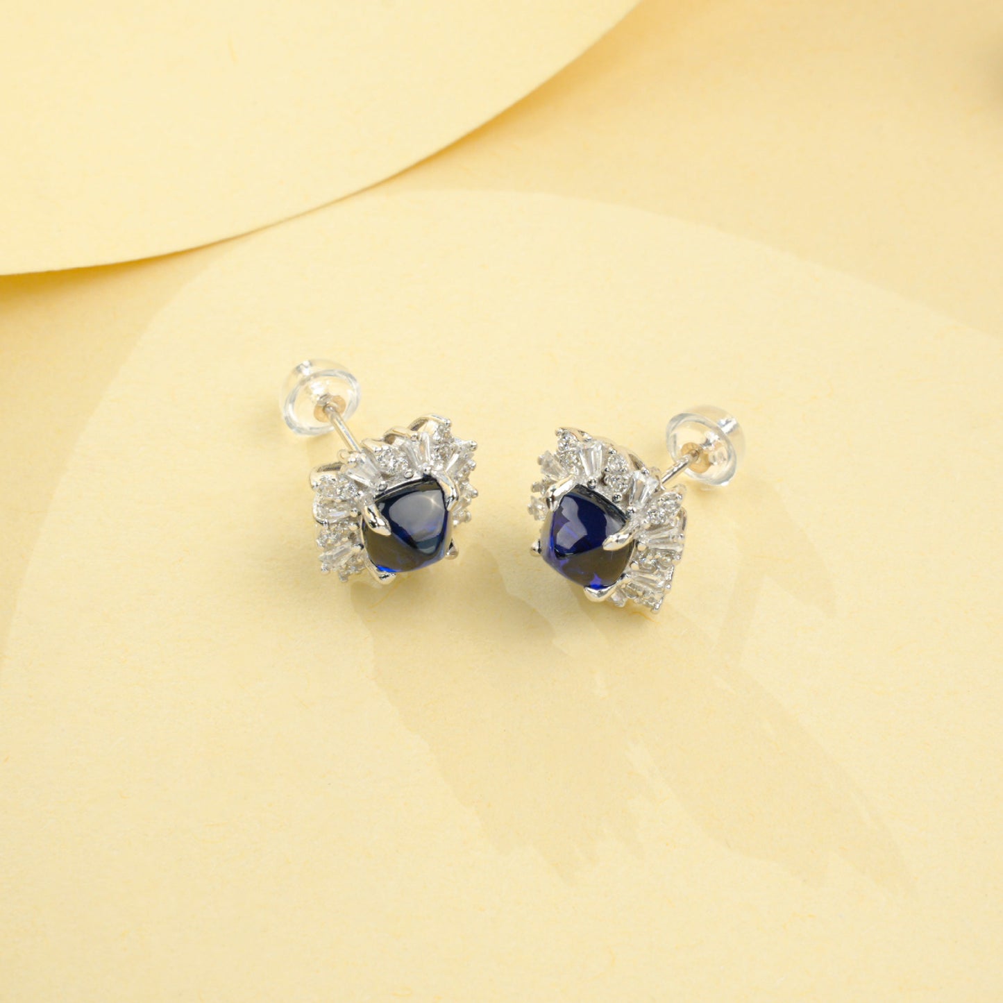 S925 Sterling Silver Lab Sapphire Earrings, Premium Elegant - Photo 4