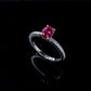 Lab Ruby Ring S925 Sterling Silver Oval 4-Claw Setting, Engagement Gemstone - Photo 2