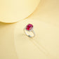 S925 Sterling Silver Large-Carat Lab Ruby Classic Halo Twist-Arm Ring, for Women - Photo 3