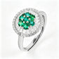 S925 Silver Cluster Emerald Flower Ring, Diamond, Vintage - Photo 1