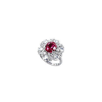 S925 Silver Oval Lab Pink Sapphire Sunflower Ring, Evening Anniversary Gift - Photo 5