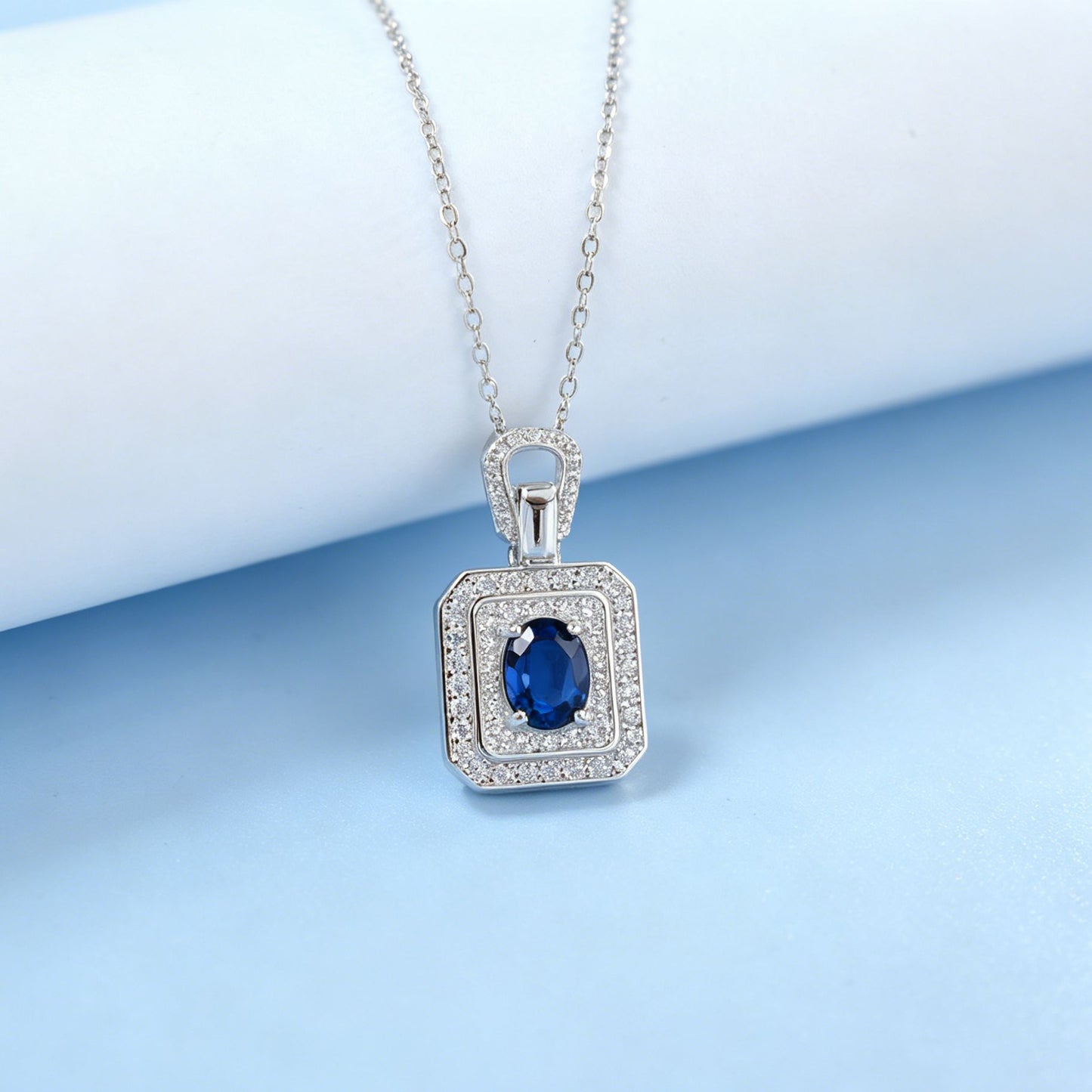 S925 Sterling Silver Lab Sapphire Choker Necklace for Women, Premium Versatile - Photo 6