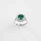 S925 Sterling Silver Lab Emerald Ring Double-Layer Full Diamond Halo Adjustable, Gift - Photo 3