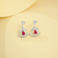 S925 Sterling Silver Lab Ruby Skirt Earrings, Designer for Women - Photo 3