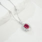 S925 Silver Necklace Pigeon Blood Ruby Pendant Diamond Chain Sparkling, Vintage Bold Stock - Photo 4