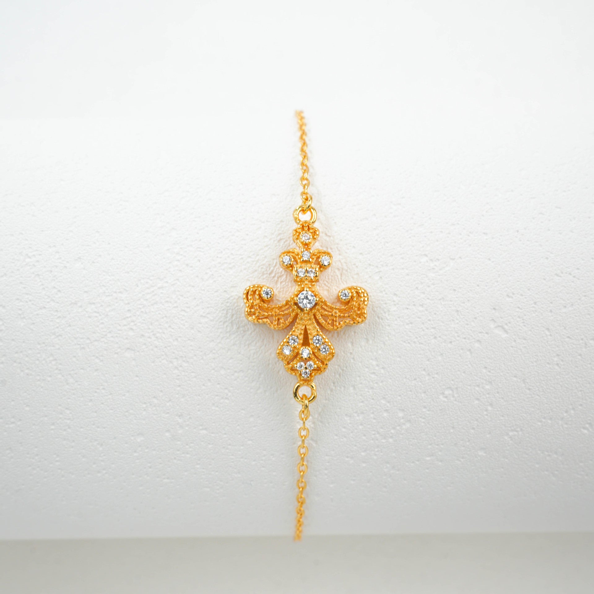 925 Sterling Silver Yellow-Gold Plated Lab Diamond Bracelet, Classic Unisex - Photo 3