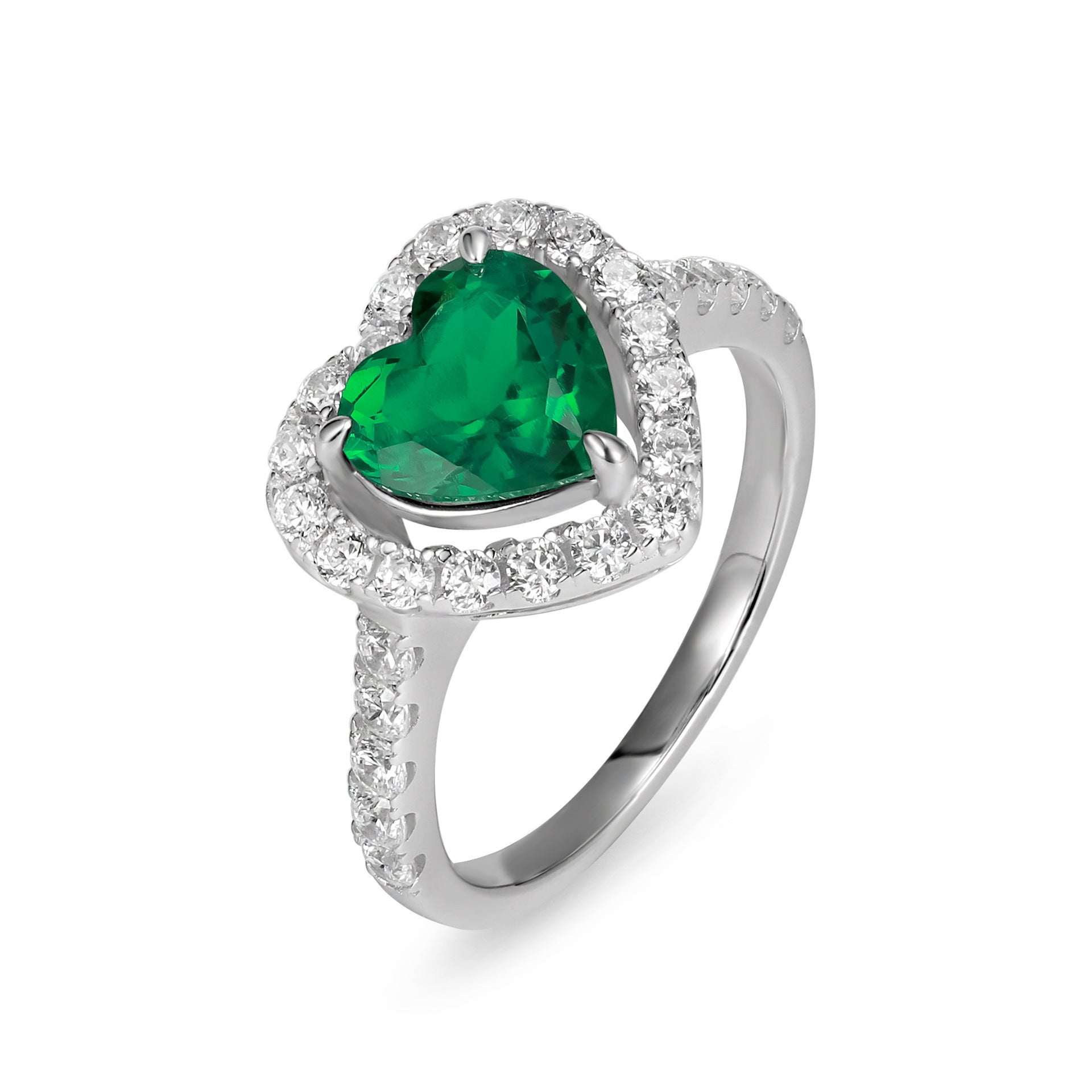 S925 Sterling Silver Lab Emerald Ring, Versatile Open Ring - Photo 5