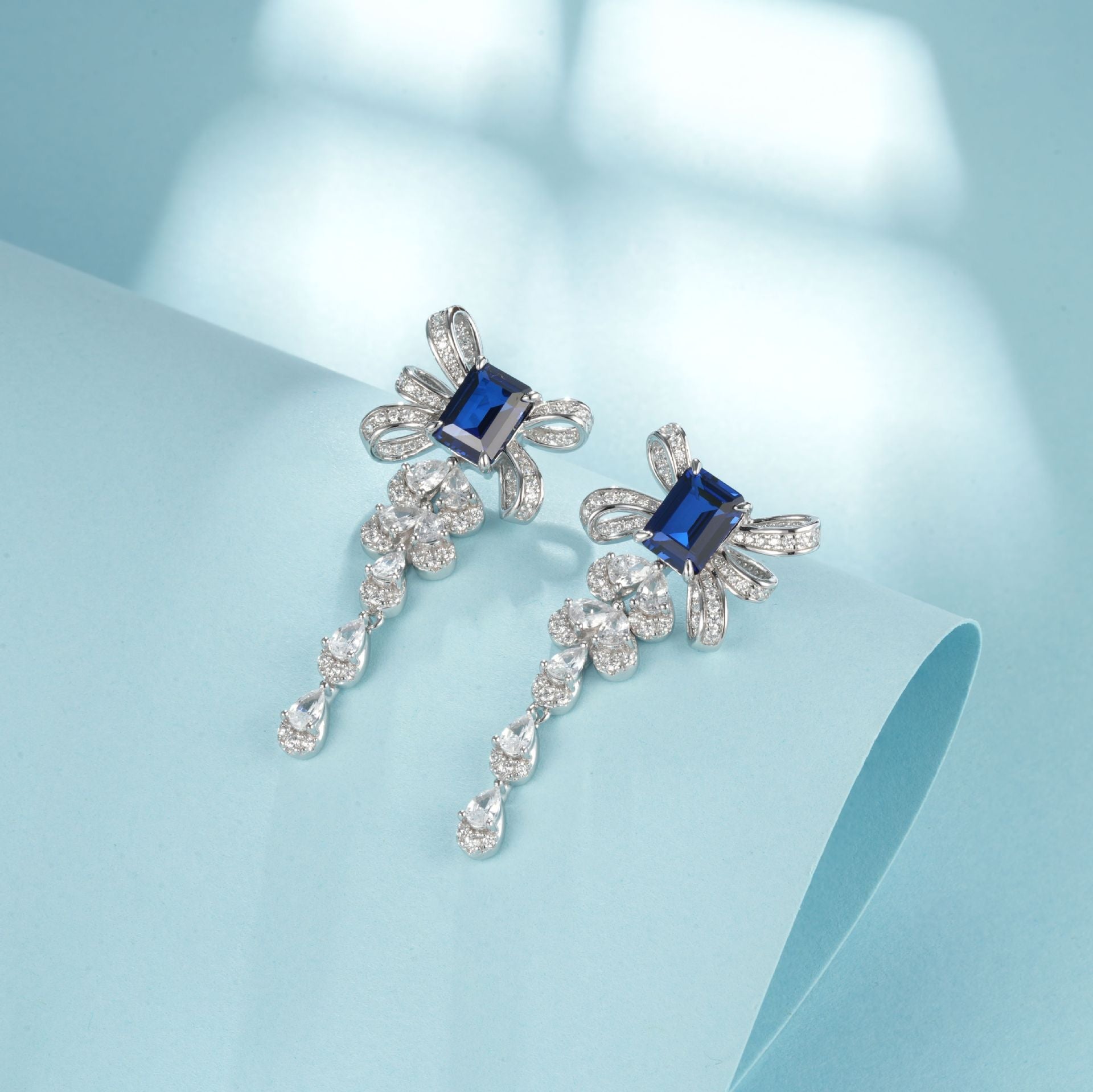 S925 Sapphire Tassel Earrings, Premium Wedding Versatile - Photo 4