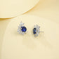 S925 Sterling Silver Lab Sapphire Stud Earrings, Versatile - Photo 3