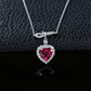 S925 Silver Infinity Symbol Diamond Heart Lab Ruby Halo Necklace, Romantic Valentine - Photo 4