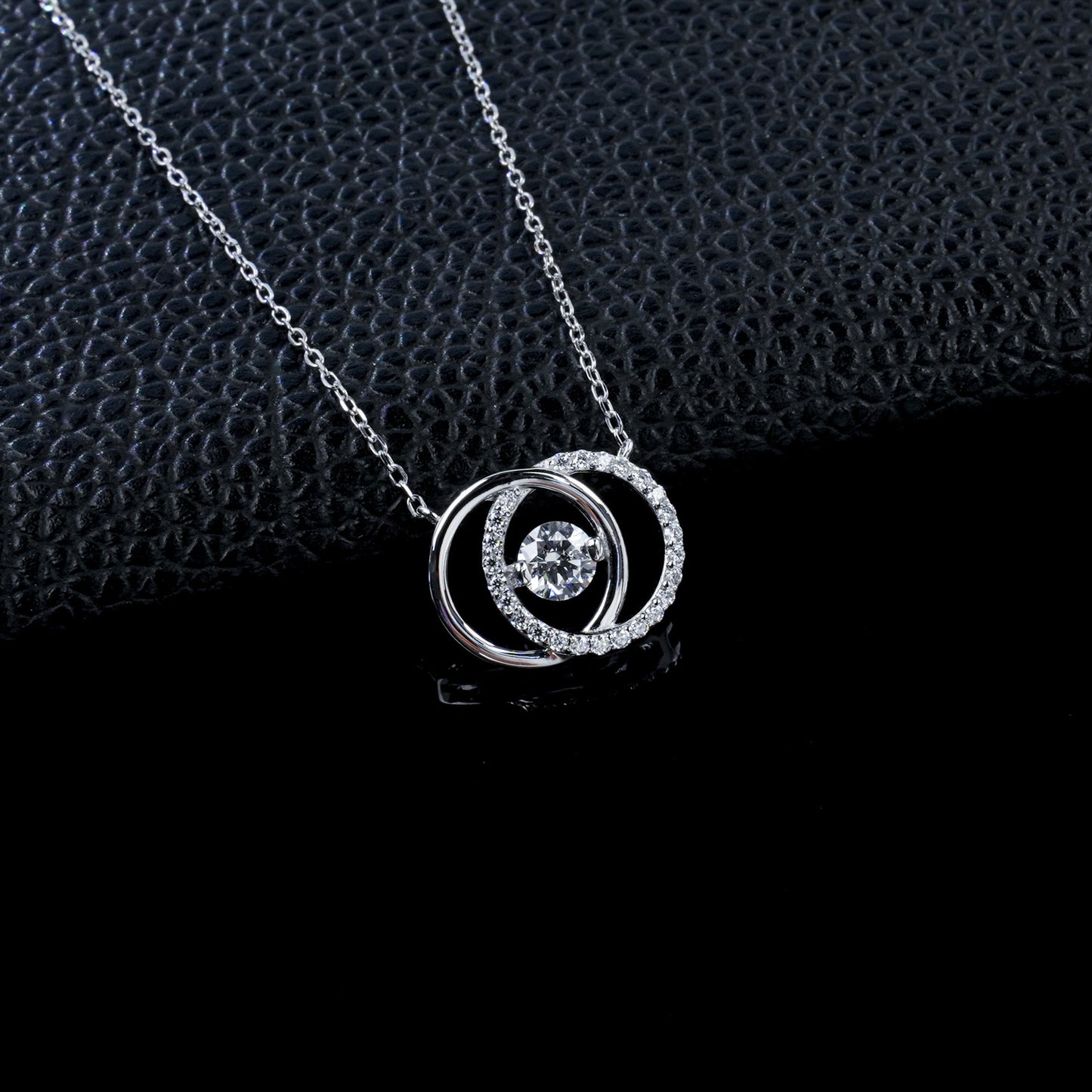 S925 Silver Double-Hoop Diamond Necklace, Simple Versatile Gift - Photo 2