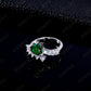 S925 Sterling Silver Lab Emerald Ring, Versatile Open Ring - Photo 3
