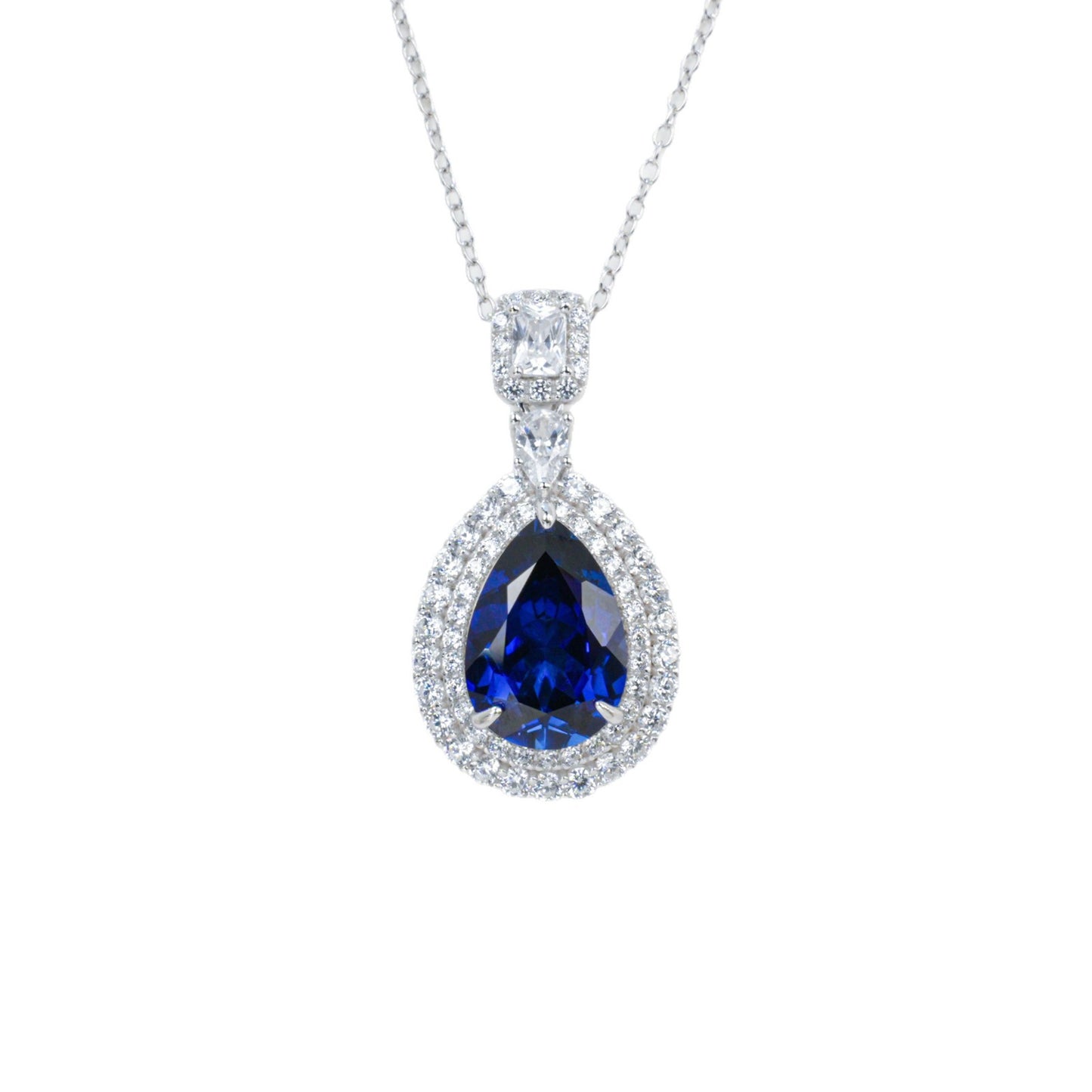 925 Sterling Silver Lab Sapphire Necklace for Women, Minimalist Premium Versatile - Photo 5
