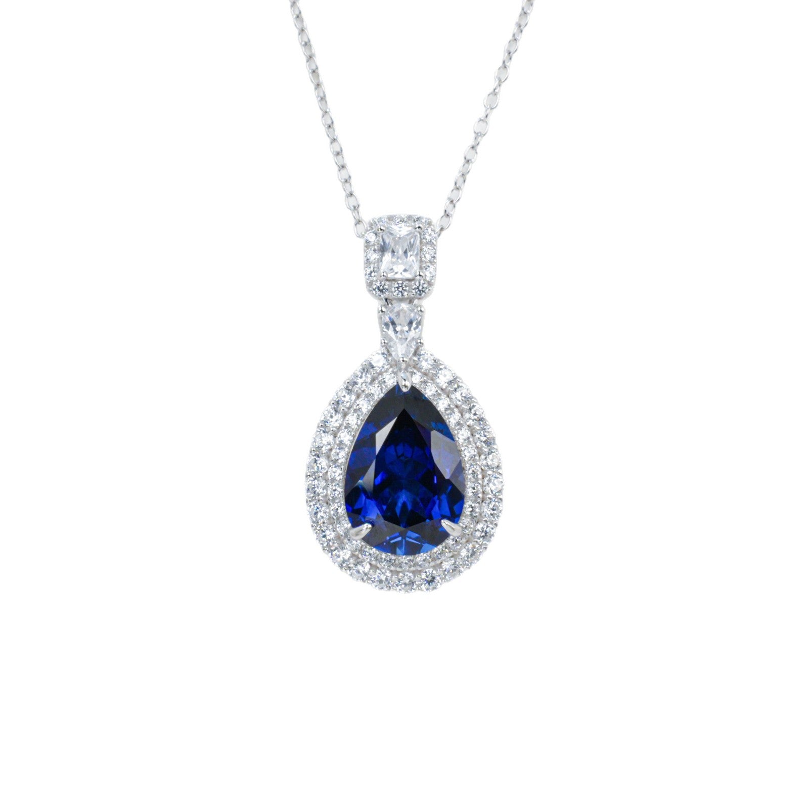 925 Sterling Silver Lab Sapphire Necklace for Women, Minimalist Premium Versatile - Photo 5