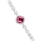 S925 Sterling Silver Lab Ruby Pave Halo Bracelet - Photo 5
