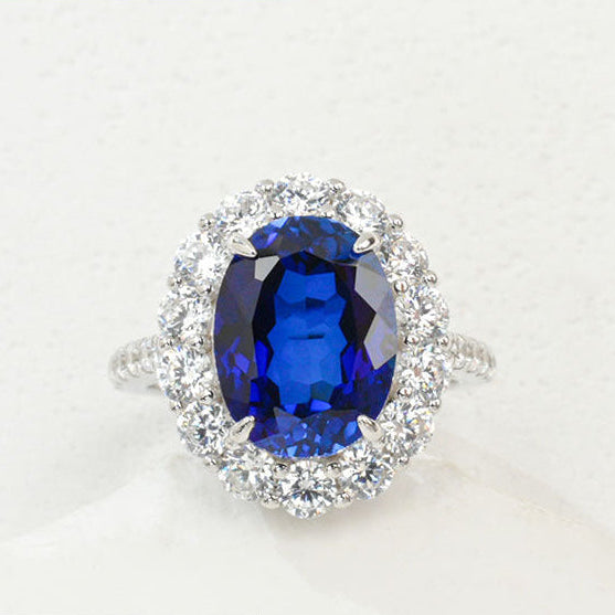 S925 Sterling Silver Lab Sapphire Ring for Women, Versatile Premium Bestie - Photo 1