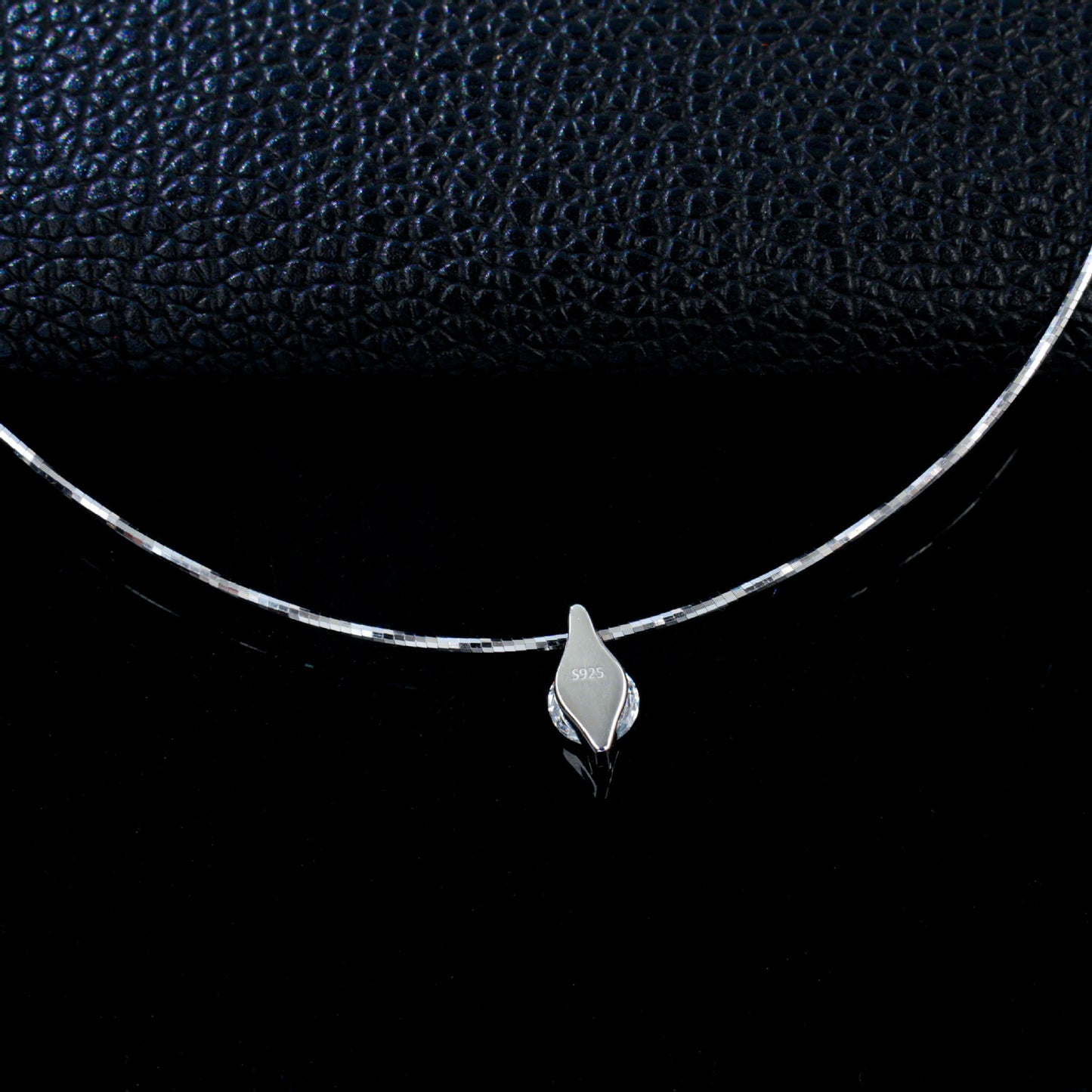 S925 Silver Snake Bone Chain Solitaire Pendant Necklace, Choker Versatile Birthday - Photo 3