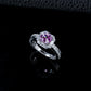S925 Silver Lab Padparadscha Pink Sapphire Ring Square Full Diamond - Photo 2