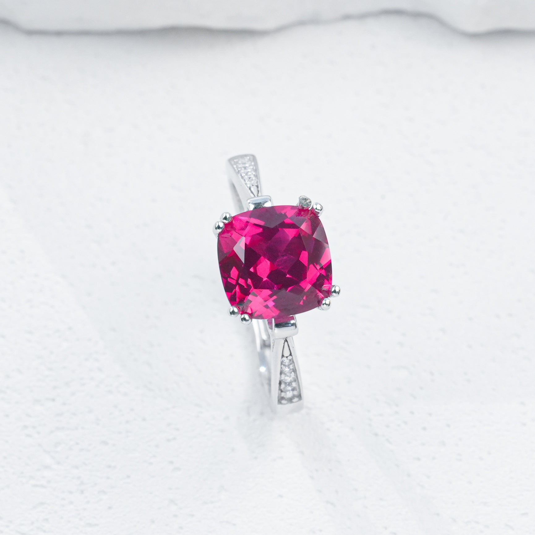 S925 Silver Cushion Ruby Ring 4-Claw Setting, Bold Proposal Engagement - Photo 4