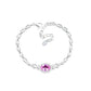 S925 Silver Oval Lab Padparadscha Pink Sapphire Bracelet, Premium - Photo 5