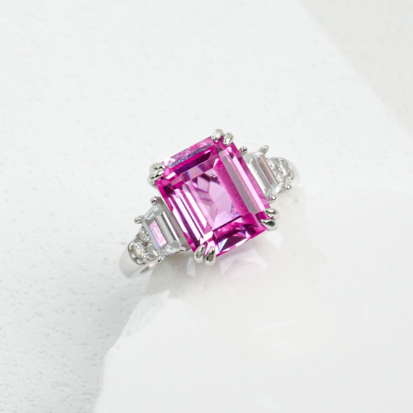 925 Sterling Silver Lab Padparadscha Ring, Engagement Versatile Gift - Photo 5