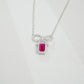 925 Sterling Silver Lab Ruby Bowknot Necklace, Vintage for Women - Photo 4