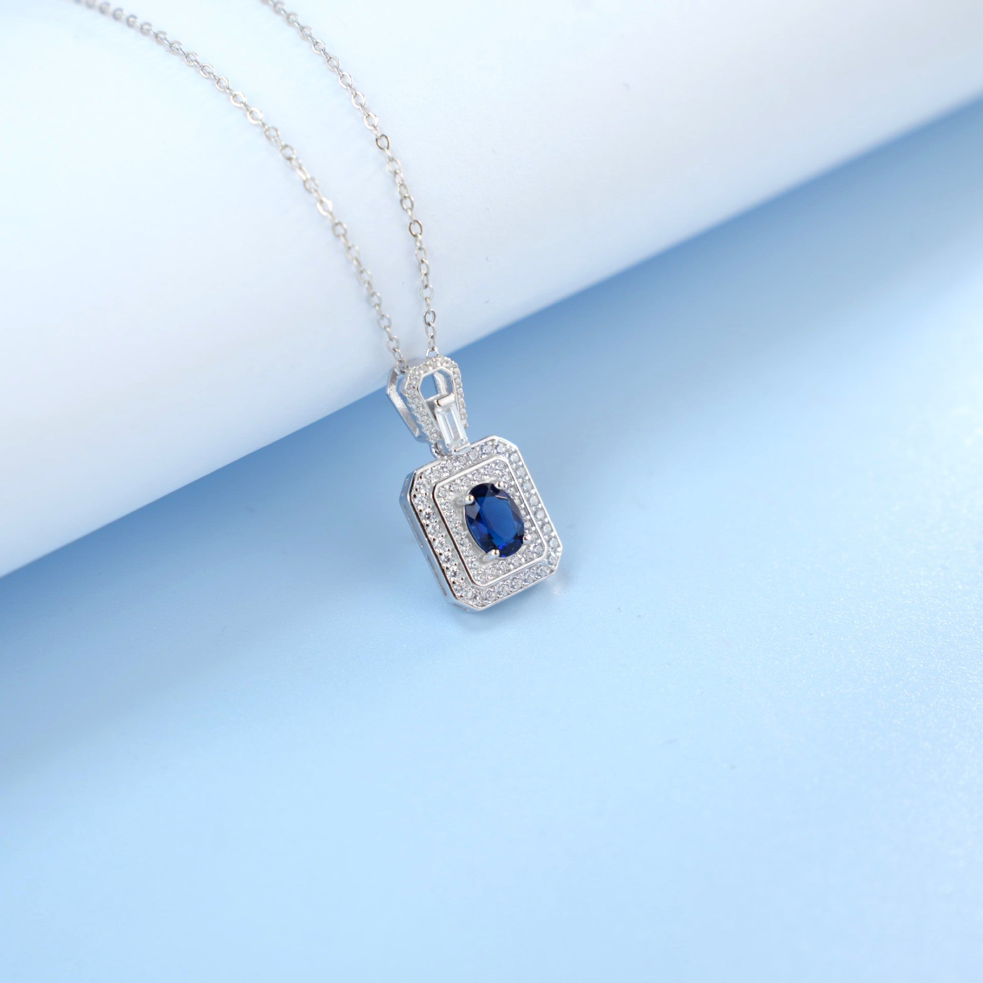 S925 Sterling Silver Lab Sapphire Choker Necklace for Women, Premium Versatile - Photo 3
