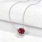 S925 Silver Round Lab Ruby Full Diamond Single-Halo Pendant Necklace, Premium - Photo 4