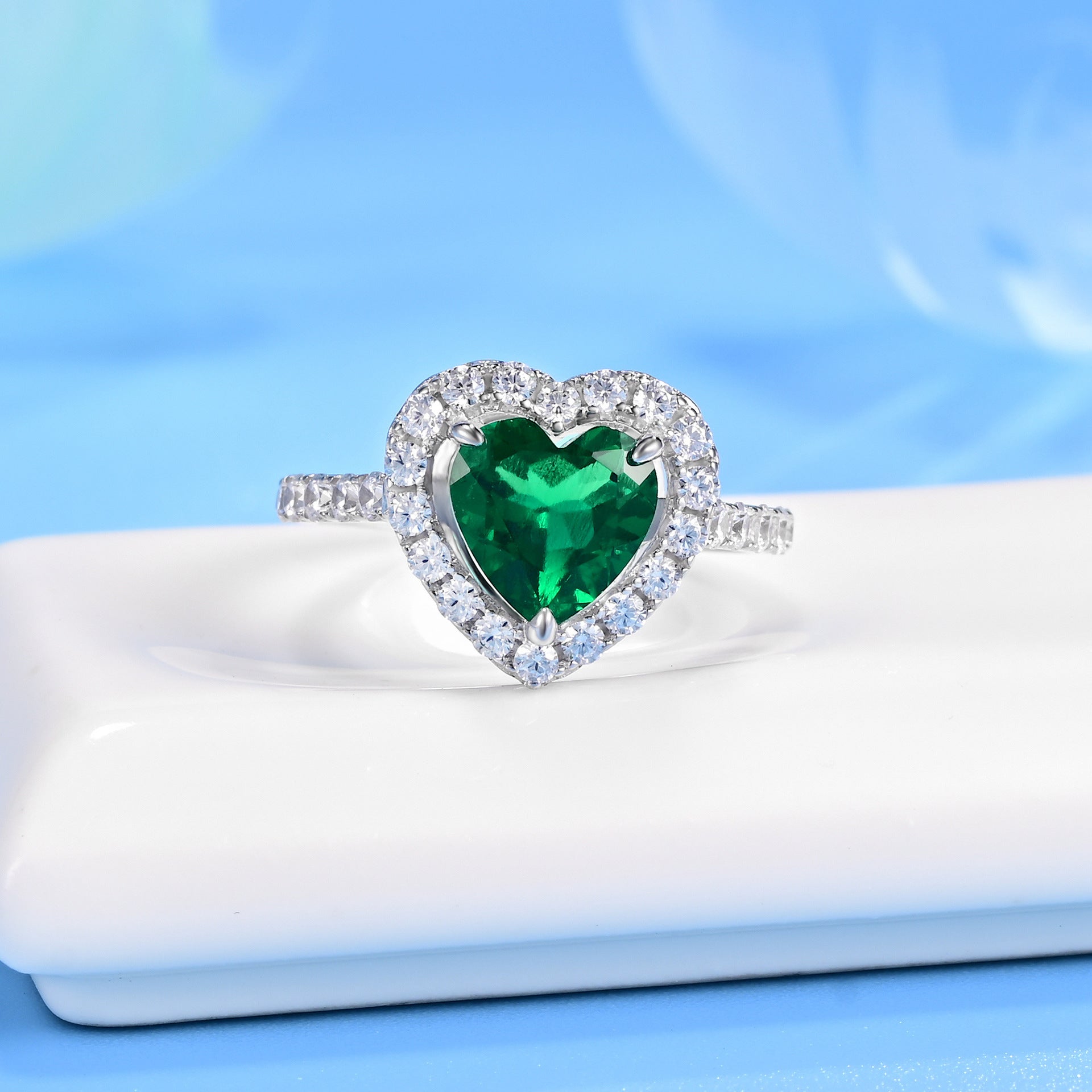 S925 Sterling Silver Lab Emerald Ring, Versatile Open Ring - Photo 3
