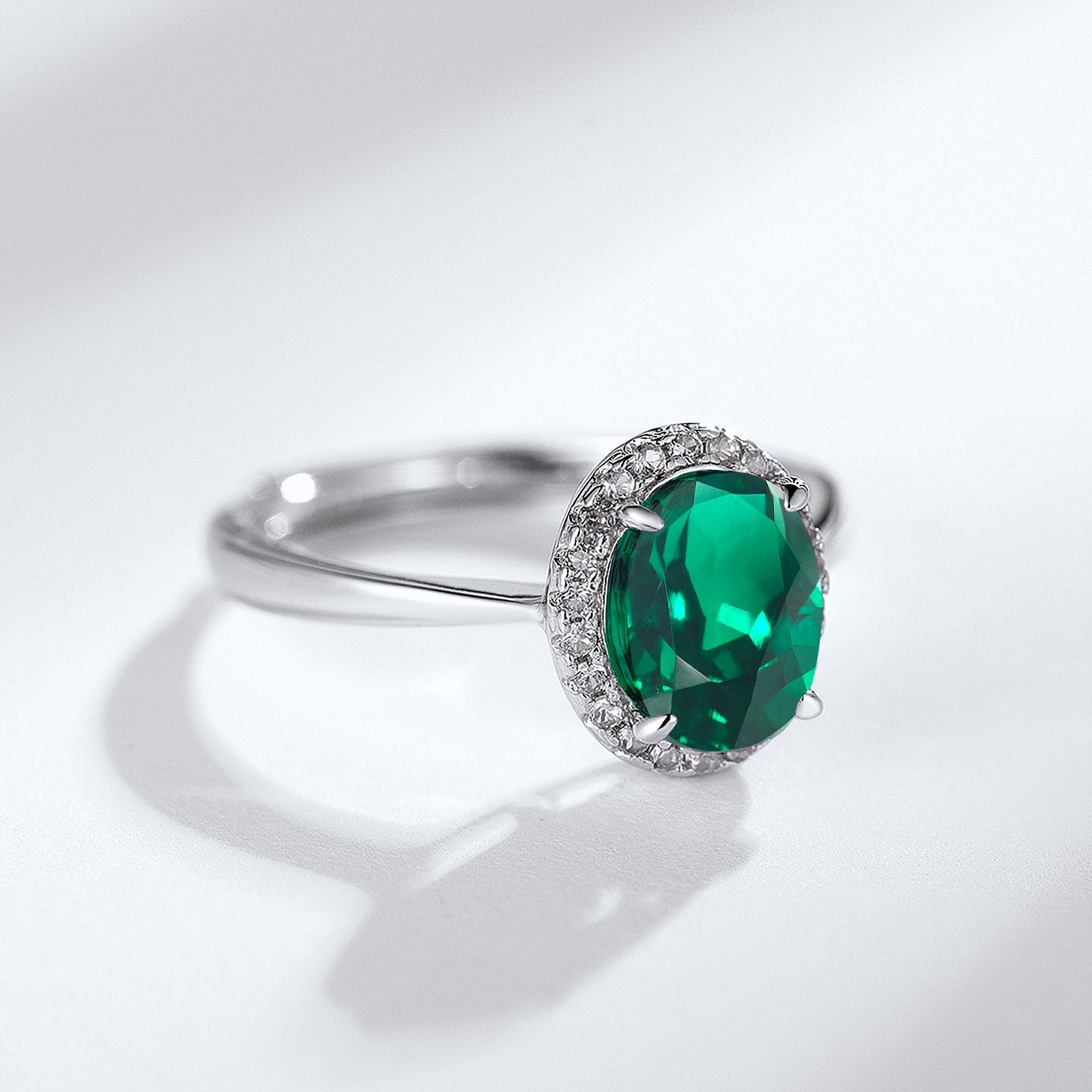 S925 Sterling Silver Lab Emerald Adjustable Ring, Premium Gift Stock - Photo 4