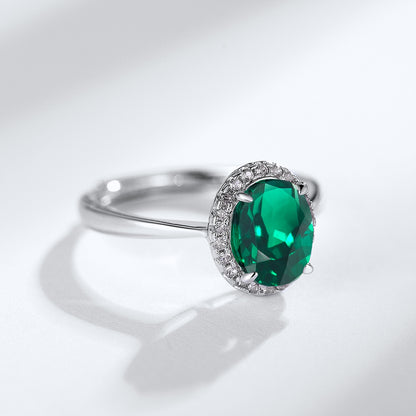 S925 Sterling Silver Lab Emerald Adjustable Ring, Premium Gift Stock - Photo 4