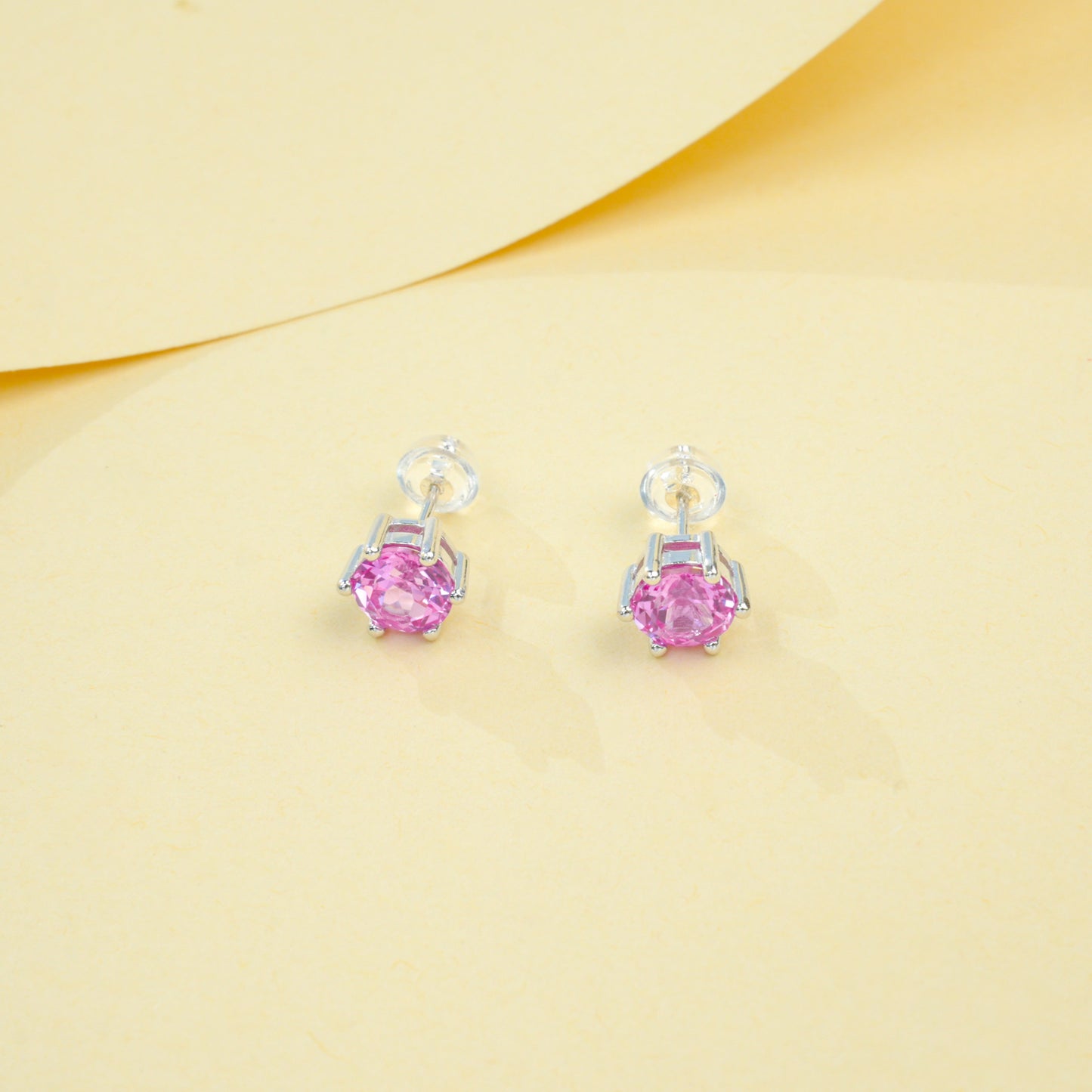 S925 Sterling Silver Lab Padparadscha Pink Sapphire Earrings, Vintage Premium for Women - Photo 2